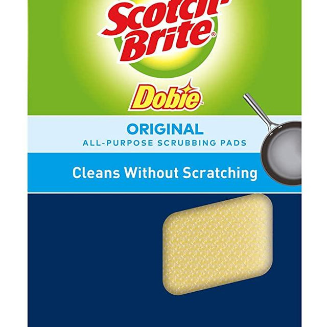 Scotch-Brite Dobie Cleaning Pads, Ideal for Dishwashing, Kitchen, Bathroom and More, Scours Without Scratching, 12 Pads