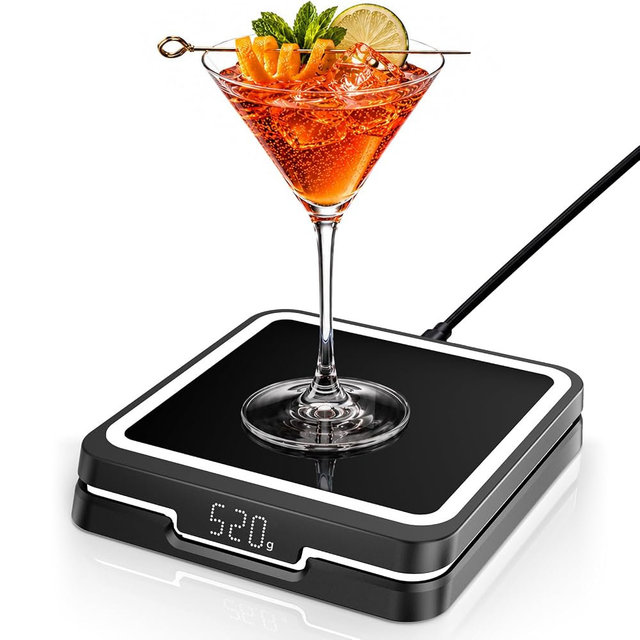 KAVAZ Smart Cocktail Maker with LED Pour Guidance, App-Controlled Drink Mixing Assistant, 3000+ Cocktail Recipes, Smart Coaster for Home Bar, Cool Gadget Gift for Men Dad Husband(Black)