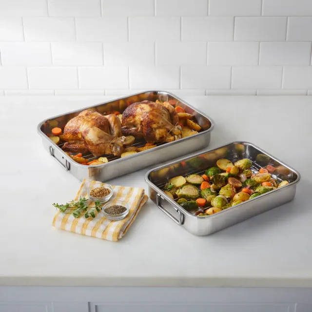 BrylaneHome 4-Pc Stainless Steel Lasagna Pan & Roaster - Stainless Steel