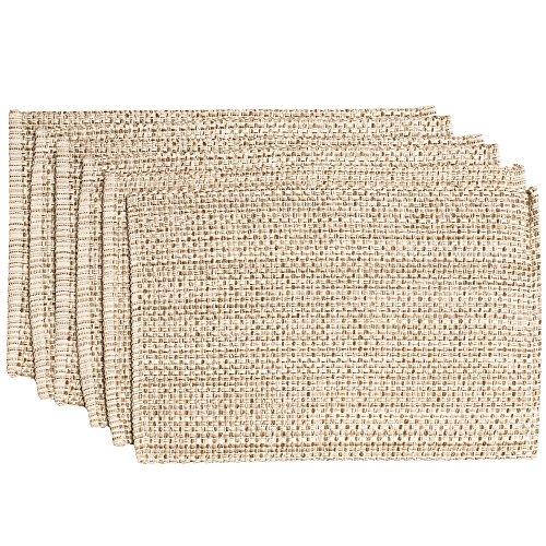 Sweet Home Collection Trends Two Tone 100% Cotton Woven Placemat (6 Pack), 13" x 19", Eggshell