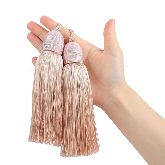 Fenghuangwu 2pcs Tassel Charms Polyester Key Tassels with Loop,DIY Handmade Craft Accessories of Home and Furniture Decoration (Mix Pink)