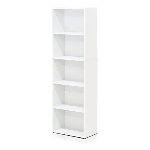 Furinno 5-Tier Reversible Color Open Shelf Bookcase , White