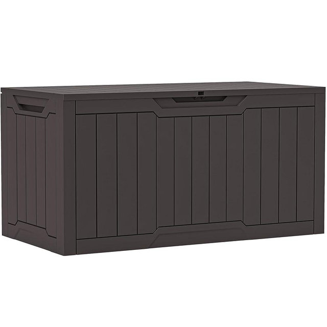 YITAHOME 100 Gallon Resin Deck Box, Weather Resistant Outdoor Storage Box, Lockable Indoor Outdoor Storage for Supplies and Essentials, Dark Brown
