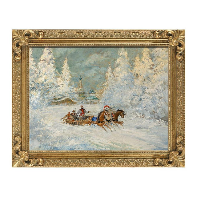 FOLKOR Wood Frame for 16x20 Canvas Paintings, Finished 16x20 Vinatge Gold Frame for Oil Painting Art Prints Landscape Portrait Wall Decor, No Back & Cover (Gold)