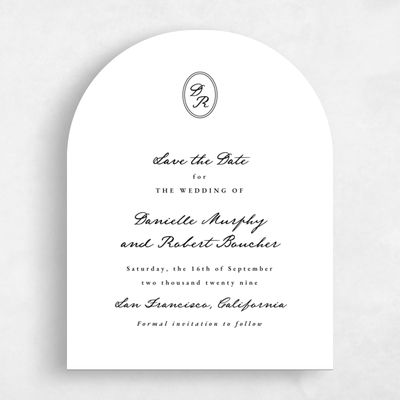 White Wedding Save the Date - Dolores Portrait