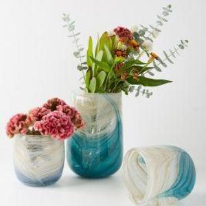 Shimmered Swirl Vessel Blue Motif 7.5x5