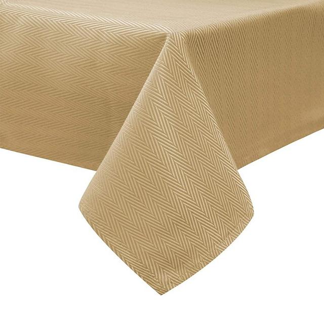 Melodieux Herringbone Jacquard Rectangle Tablecloth Waterproof Holiday Table Cover, Spill Oil Dust Resistant Wrinkle Free for Kitchen Dining Party Tabletop Decoration, 60" x 84", Gold