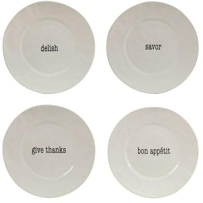 It's Just Words Ceramic Dinner Plates 11.3" White - Set of 4