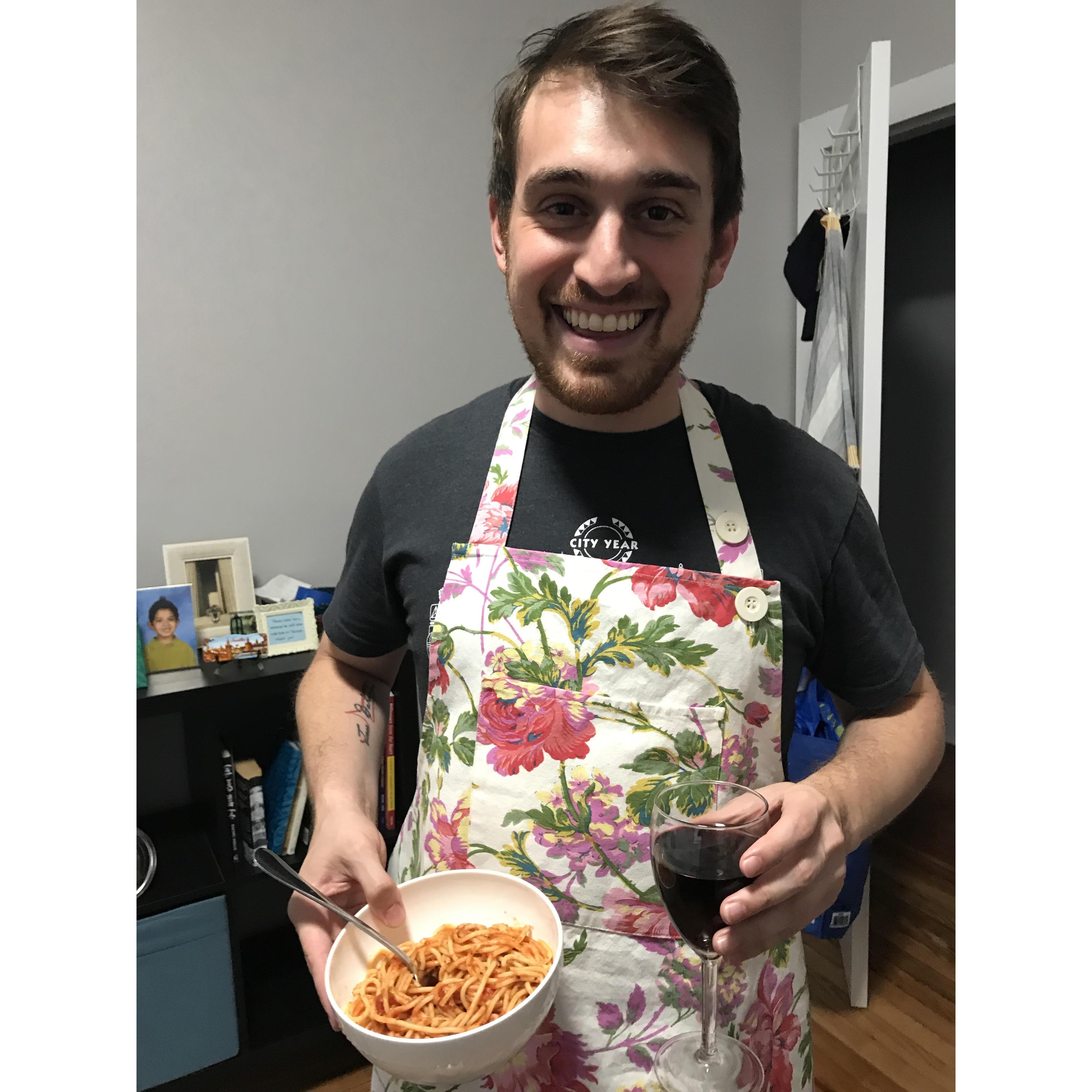 A little pasta y vino.