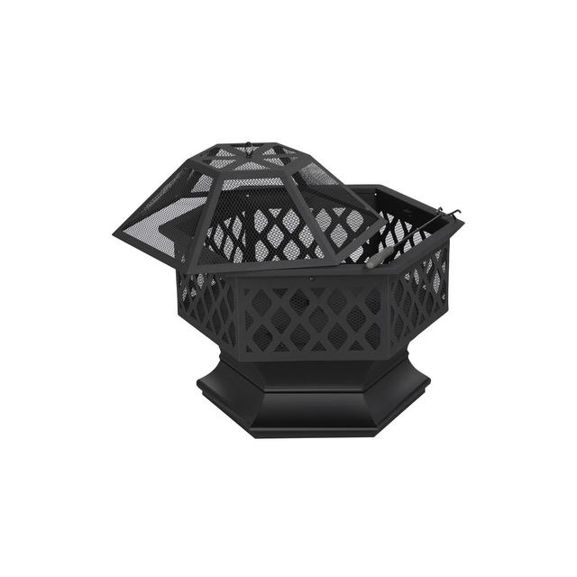 Yaheetech 24in Outdoor Hex Fire Pits Firepit Bowl with Spark Screen & Poker for Patio Backyard