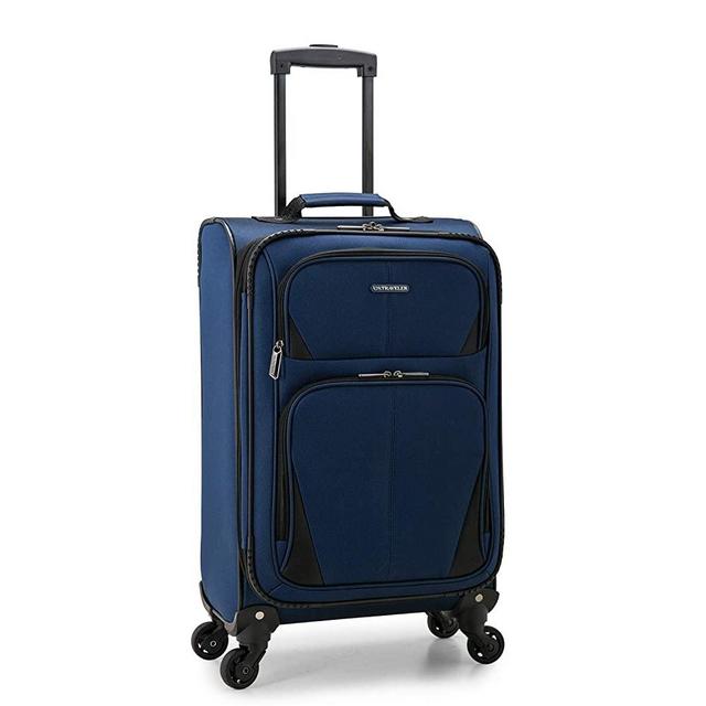 U.S. Traveler Aviron Bay Expandable Softside Luggage with Spinner Wheels, Navy, Carry-on 23-Inch