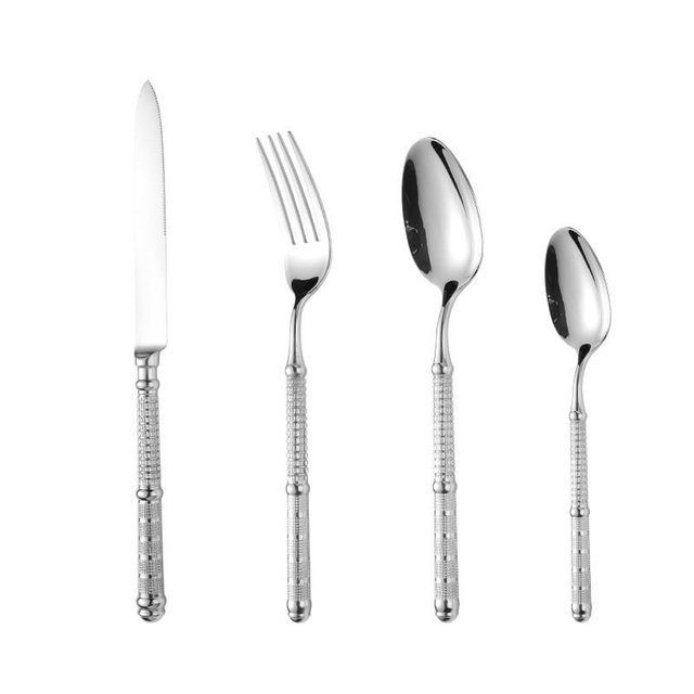 Hammered Handle Silverware Set 48-Piece Flatware Set Stainless Steel Cutlery Set Service for 12, Modern Unique Including Knife/Spoon/Fork, Kitchen Utensils for Home Hotel Restaurant Wedding
