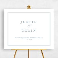 Blue Wedding Sign - Classic Border Landscape