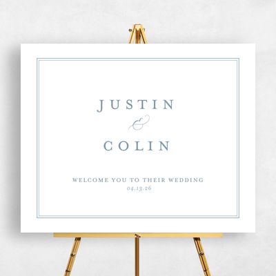 Blue Wedding Sign - Classic Border Landscape