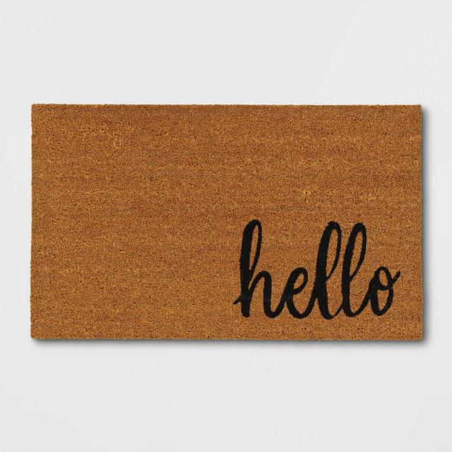 1'6"x2'6" Small Hello Door Mat Black - Threshold™