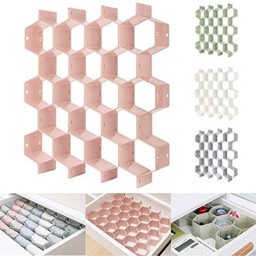 Honeycomb Separator Adjustable Drawer Organizer Divider for Underwear Belt-Scarf Socks Organizer (Pink)