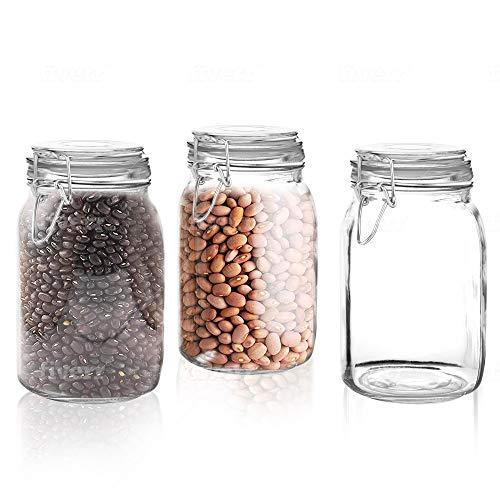 KMWARES 3PCs Set Small Mini Clear Glass Premium Quality Apothecary  Jars/Bathroom Storage/Vanity Organizer Canisters for Cotton Balls/Swabs,  Makeup