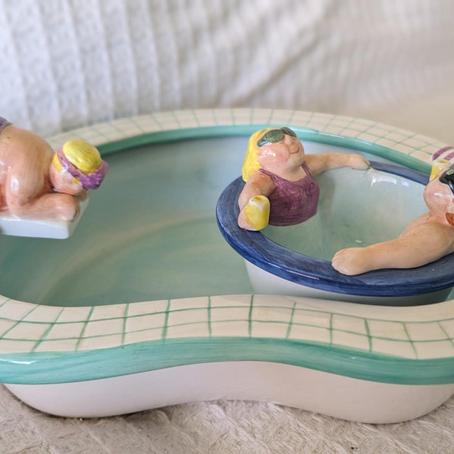 Vintage Lotus Pool Party Chip Dip Set, 1996 Retro Summer Entertaining Dish
