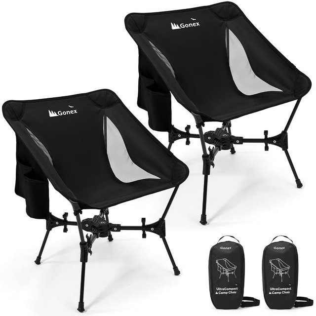 Gonex Portable Camping Chair, Compact Collapsible Backpacking Camp Chair | 330 lb Capacity, 7075 Aluminum Frame, X-Frame Stability, 3.3 lb Lightweight, Easy Setup for Hiking, Fishing, Beach Use