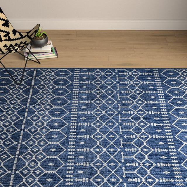 Speers Geometric Navy Indoor / Outdoor Area Rug