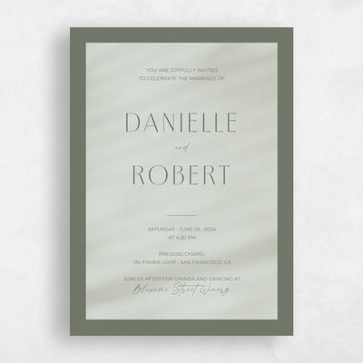 Dark Sage, Green Wedding Invitation - Pinellas Type
