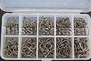 500 Pcs Pieces 10 Sizes Black Silver Fishing Fish hook Hooks Comes with Retail Carrying Box Fishing Tackle set lure rod For USA