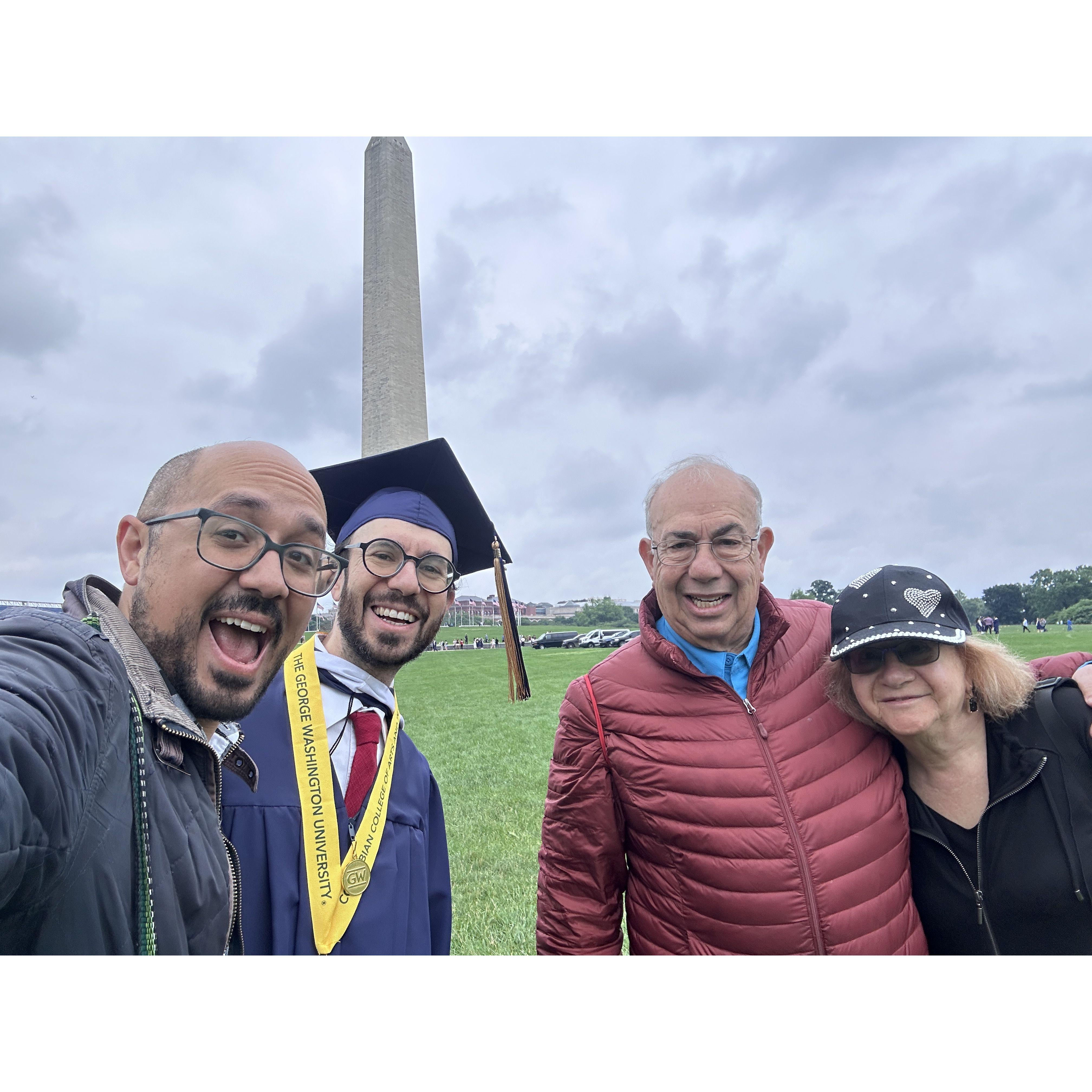 There have been many amazing memories shared with Shawn's parents Beth and Mark, but Shawn's MFA graduation on the national mall was a favorite!