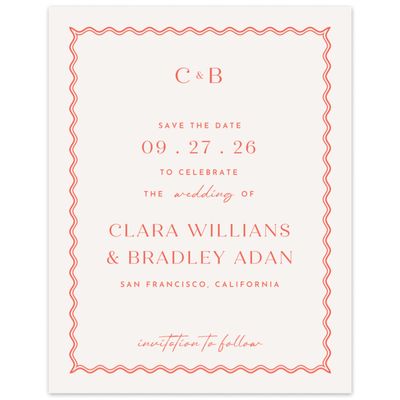 Light Oatmeal, Pink Wedding Digital Save the Date - Petra Portrait