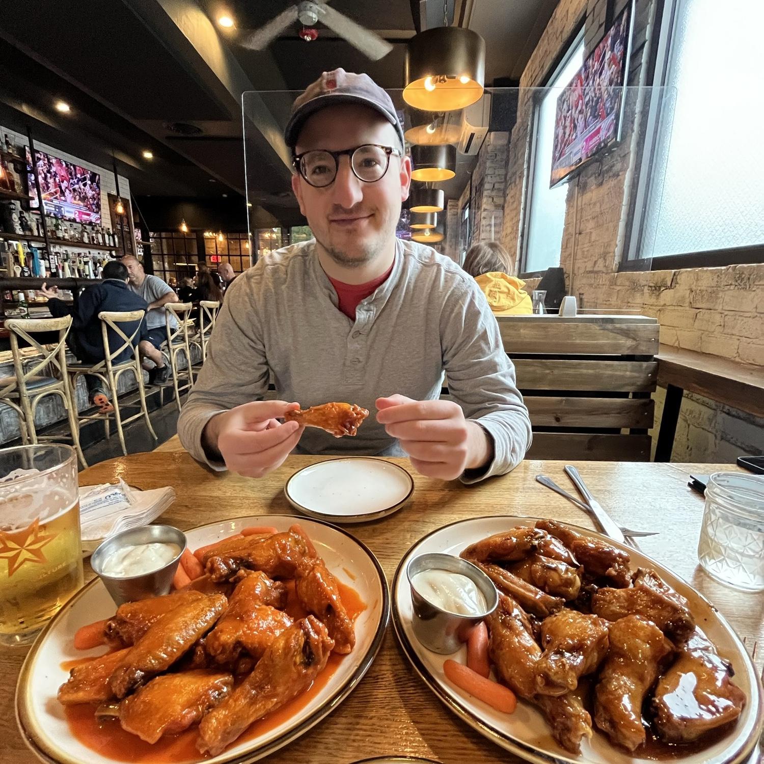Celebrating Daniel accepting a post-doc research fellowship at Columbia University with our favorite wings at Publicans in Manhasset. May 2022