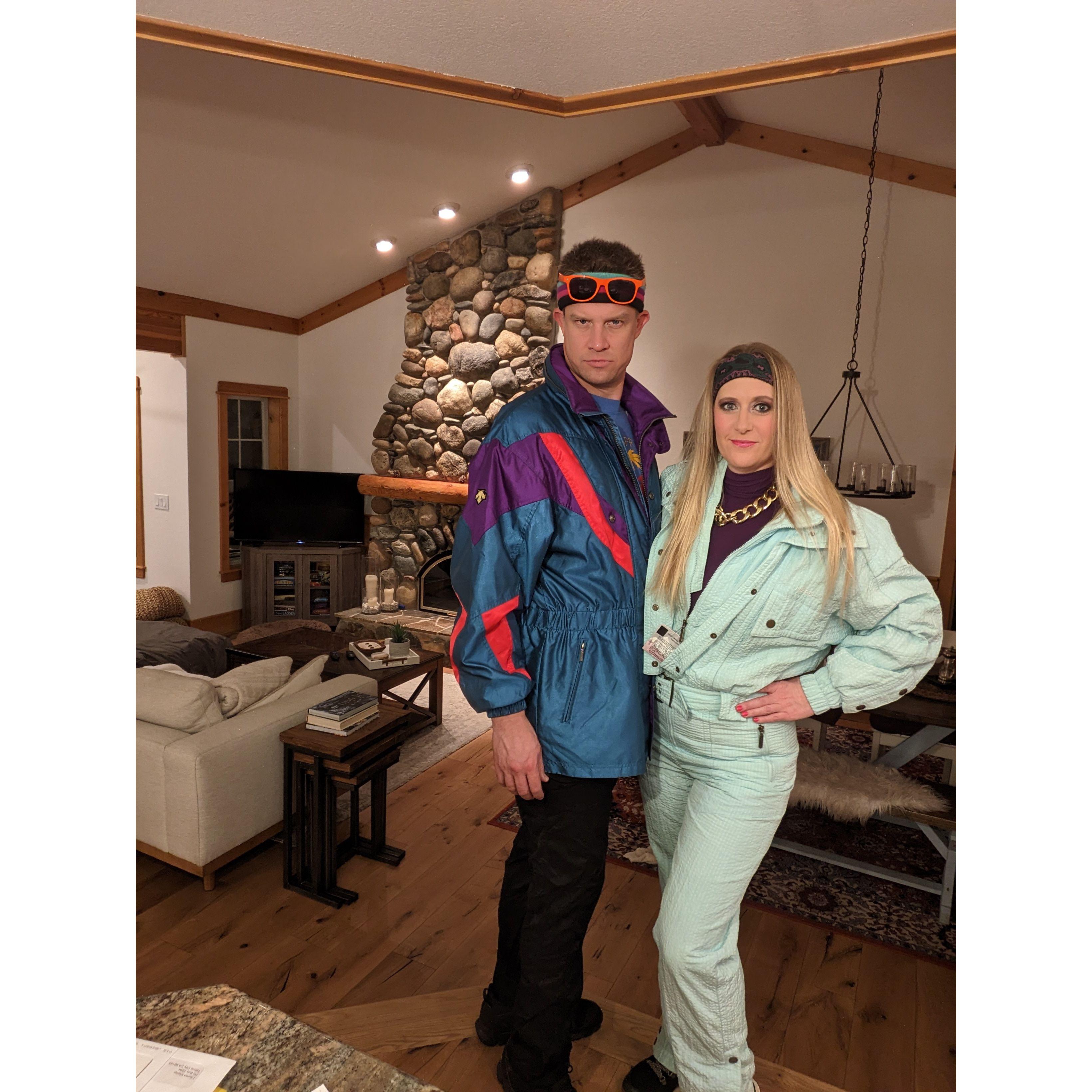 Dressing up for our first retro ski party