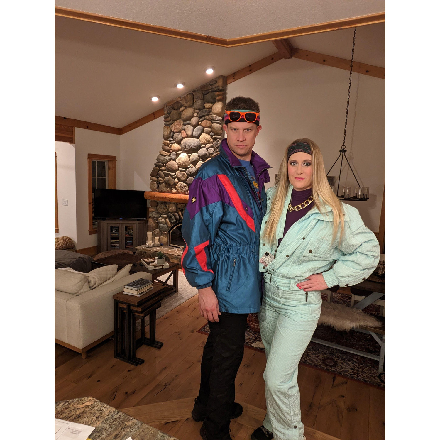 Dressing up for our first retro ski party