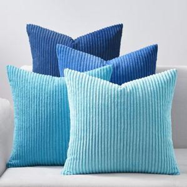 Blue Decorative Throw Pillow Covers - Blue Series Shams 20x20 Inch Set of 4
