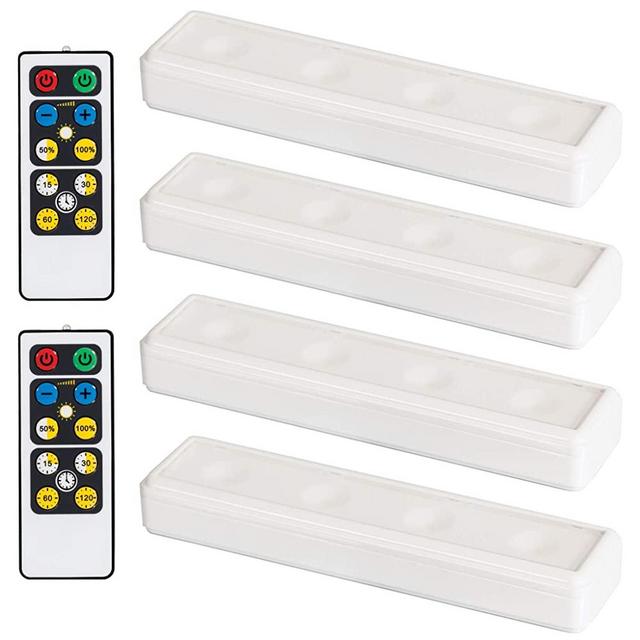 Brilliant Evolution Wireless LED Under Cabinet Light 4 Pack with 2 Remote Controls | Battery Powered Lights | Kitchen Under Cabinet Lighting | Touch Light | Stick On Lights | Push Light