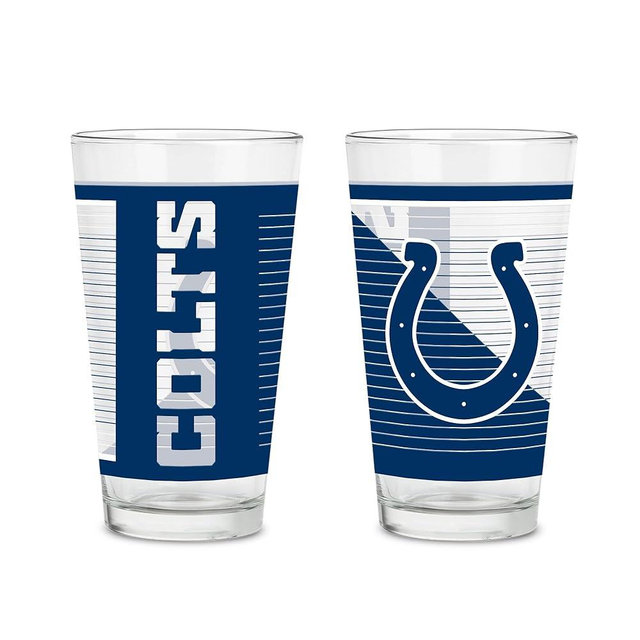 Rico Industries NFL Football Main 16 oz Pint Glasses with Digitally Printed Logo, Practical Set of 2 Classic Drinking Glasses, Dishwasher Safe | NFL Football, Main, Practical Set of 2, Dishwasher Safe