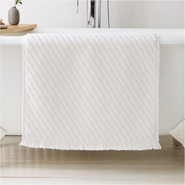 Diagonal Rib Reversible Bathmat, 21x34, White