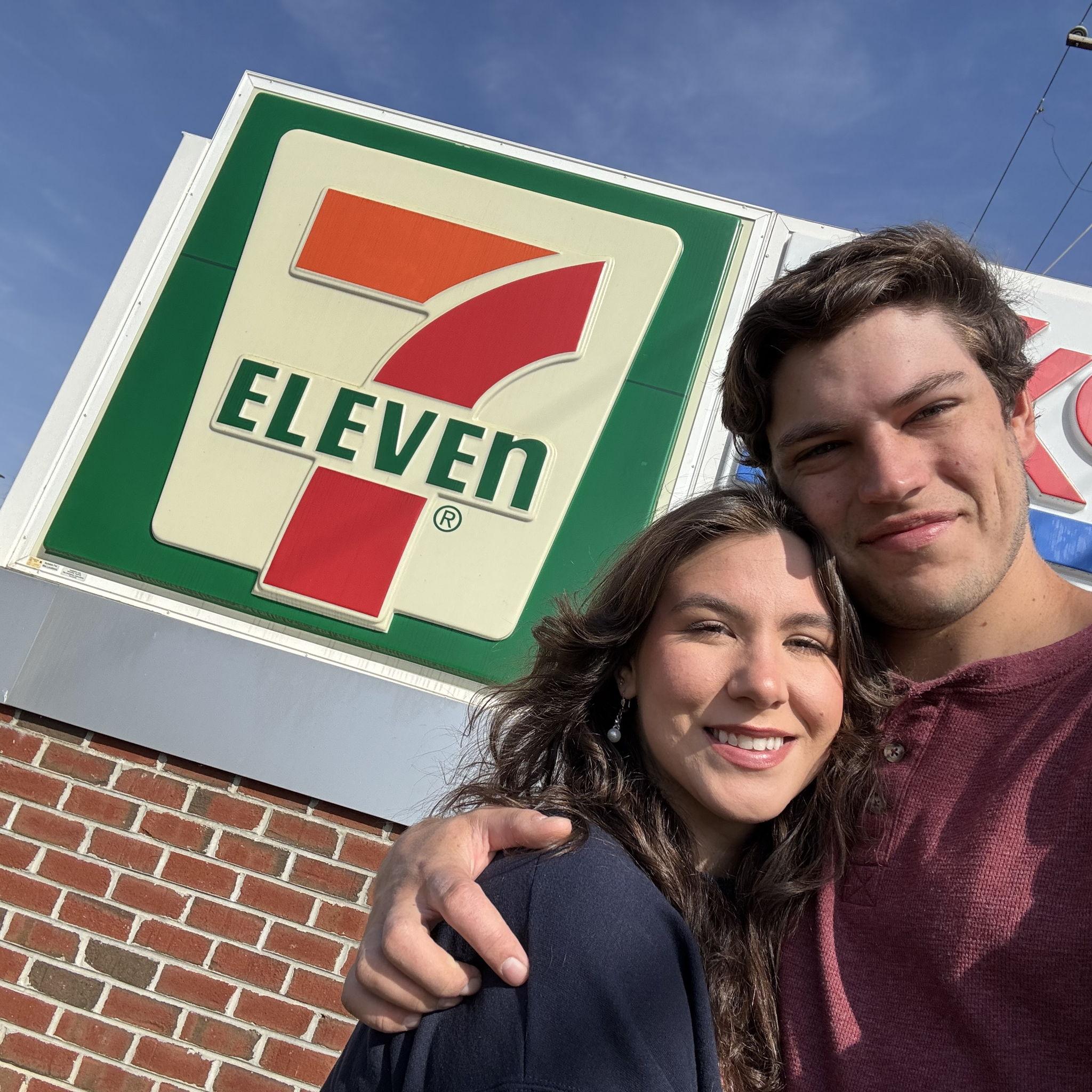 Taking photos for our Save the Date at 7/11!