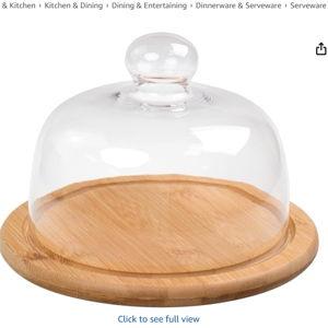 7.1''Glass Dessert Dome with Base, Mini Decorative Cake Tray with Glass Dome Cover, Cake Fruit Display Server Tray for Kitchen, Birthday, Wedding, Appetizer Dessert and Cheese Serving Platter