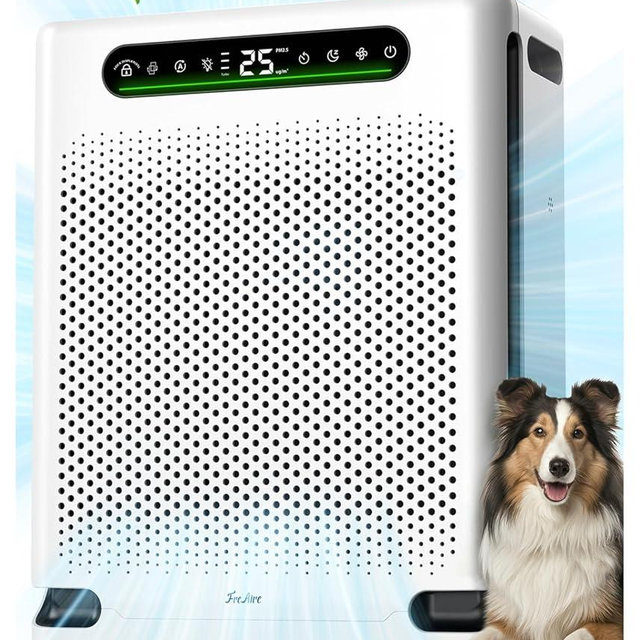 FreAire Air Purifiers for Home Large Room Up to 2600 Ft², HEPA Air Purifier with Washable Filter & Air Quality Display, Powerful Turbo Mode Air Cleaner for Pet Hair Odors Smoke Dust, HAP605