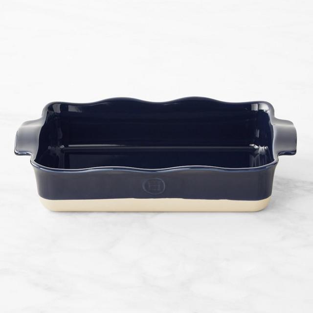 Emile Henry Ruffle Rectangular Baker, Medium, Navy