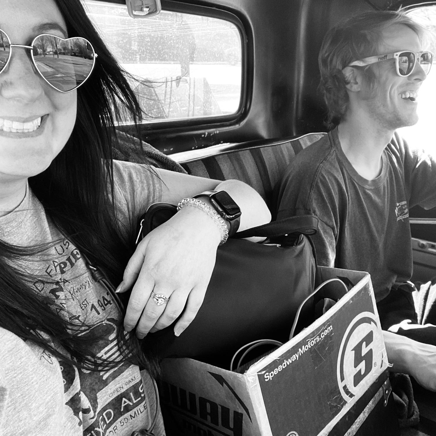 This photo was taken in Bob's 1962 Chevy truck packed with Sarah's belongings for moving in together in Waterford. "Forever" was already in the plan.
Hey, when you know, you know!