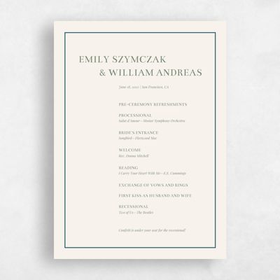 Teal, Green Wedding Program - Bethany