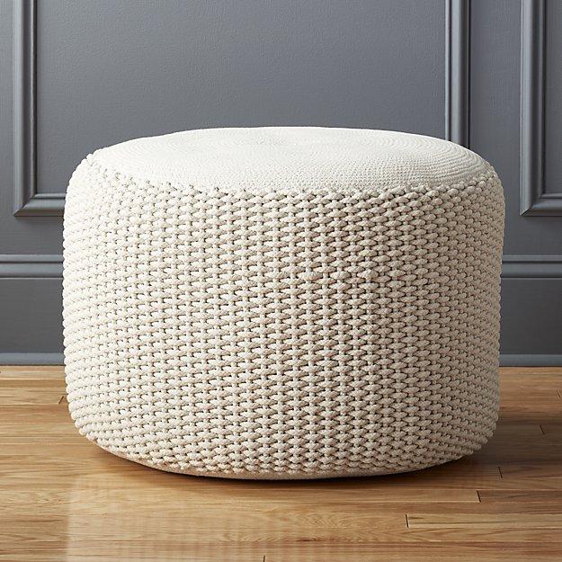 Criss Knit Natural Pouf