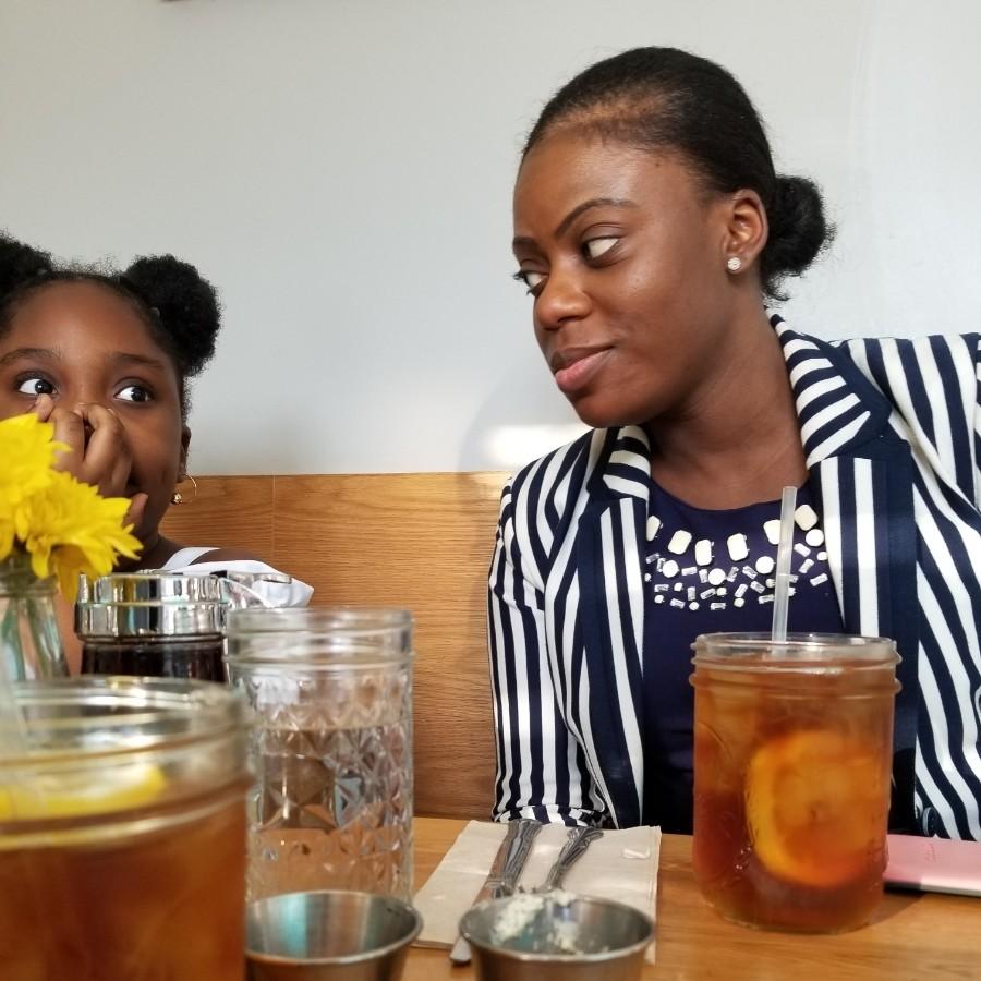 Caleigh and I sharing our first meal together at her favorite place...Sweet Chick.
