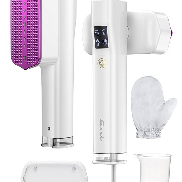 Steamer for Clothes, Sundu Portable 2-in-1 Steamer & Iron, 15s Fast Heat-up, 100ml Water Tank, Ironing Gloves, 20 Min Continuous Steam, Wrinkle Remover for Garment, Travel & Home Use (Cream White)
