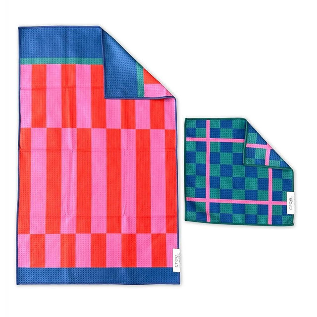 crae. Double Sided Microfiber Hand Towels, 17x27 Inches Waffle Design Kitchen Towels Set, Durable & Soft Fast Drying Hand Wash Cloth, Everyday Use Dishcloth at Home (Collins/Marine)