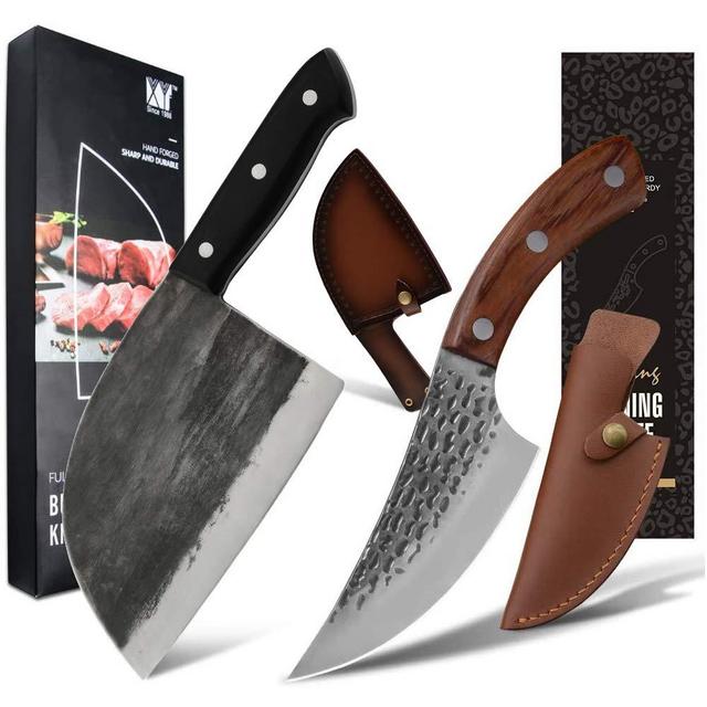 Handmade Forging Butcher Chef Knife Full Tang 5.5 inch Boning Knife with Leather Carrying Sheath
