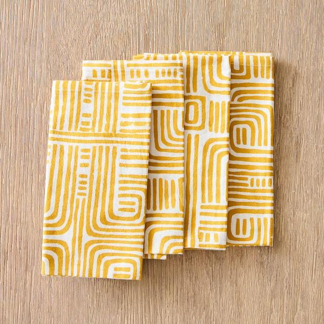 Origin Maze Block Print Table Linens, Napkin, Set of 4, Dark Horseradish