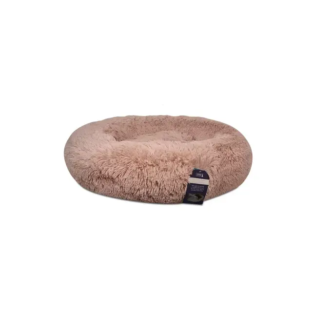 Calming Vegan Fur Round Pet Bed in Blush