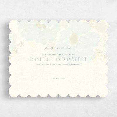 Blue Scalloped Wedding Save the Date - Elidure Landscape