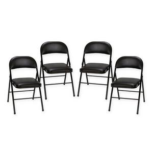 Steel Folding Chairs in Black (Set of 4)